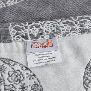 Lightweight Double Layered 100% Cotton Yarn Bed Blanket - Size Extra Full 79" by 90" (Gray)