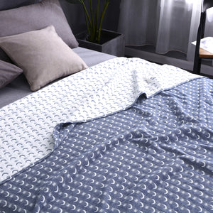 Lightweight Double Layered 100% Cotton Yarn Bed Blanket - Size Extra Full 79" by 90" (Navy)