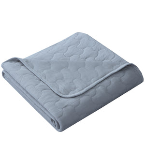 Ultra-Soft Bamboo Quilted Throw Blanket Breathable, Extra Full Size 79” x 90” (Light Cyan)