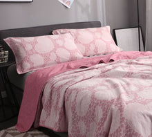 Load image into Gallery viewer, Three Piece 100% Cotton Washed Quilt With 2 Pillow Case Sham Set (Coral Pink, Queen)