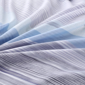 Utlra Soft Line Print 5 Piece Reversible Duvet Cover Set with 4 Pillow Shams