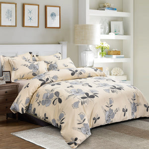 Utlra Soft Floral Design 5 Piece Reversible Duvet Cover Set with 4 Pillow Shams